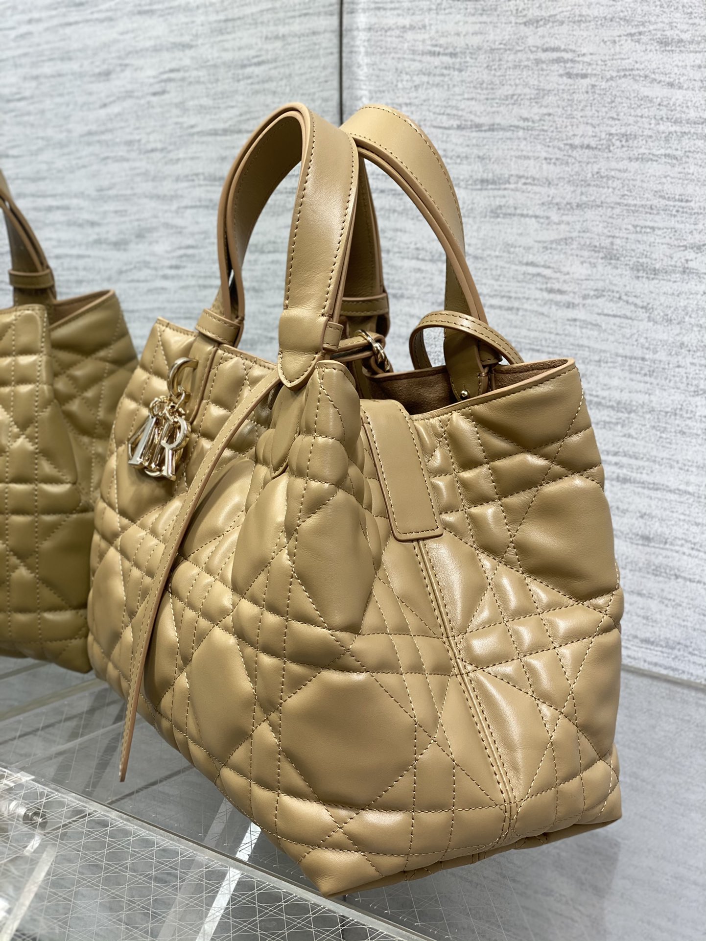 Medium Dior Toujours Bag Apricot Macrocannage Calfskin